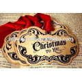 2015 Christmas favor luxury vintage shaped letter printed gift tag/labels/hang tags set with ribbon